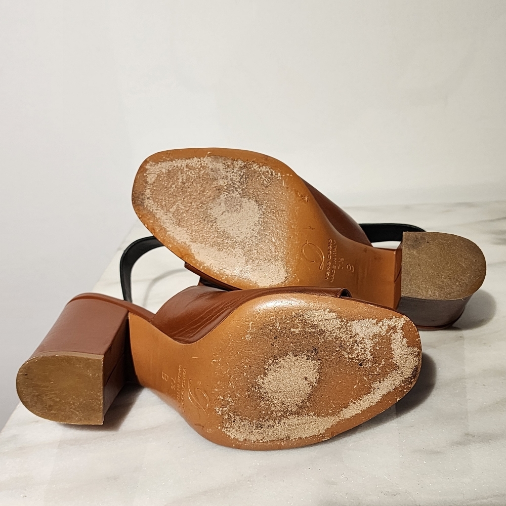 DELMAN Cognac Brown Glove Leather Shoe Bootie w/Open Toe & Heel Blk Ankl… - Picture 2 of 8